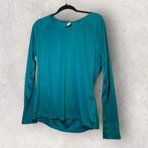 Teal Speed Dri Long Sleeve Active Wear Shirt Size Large